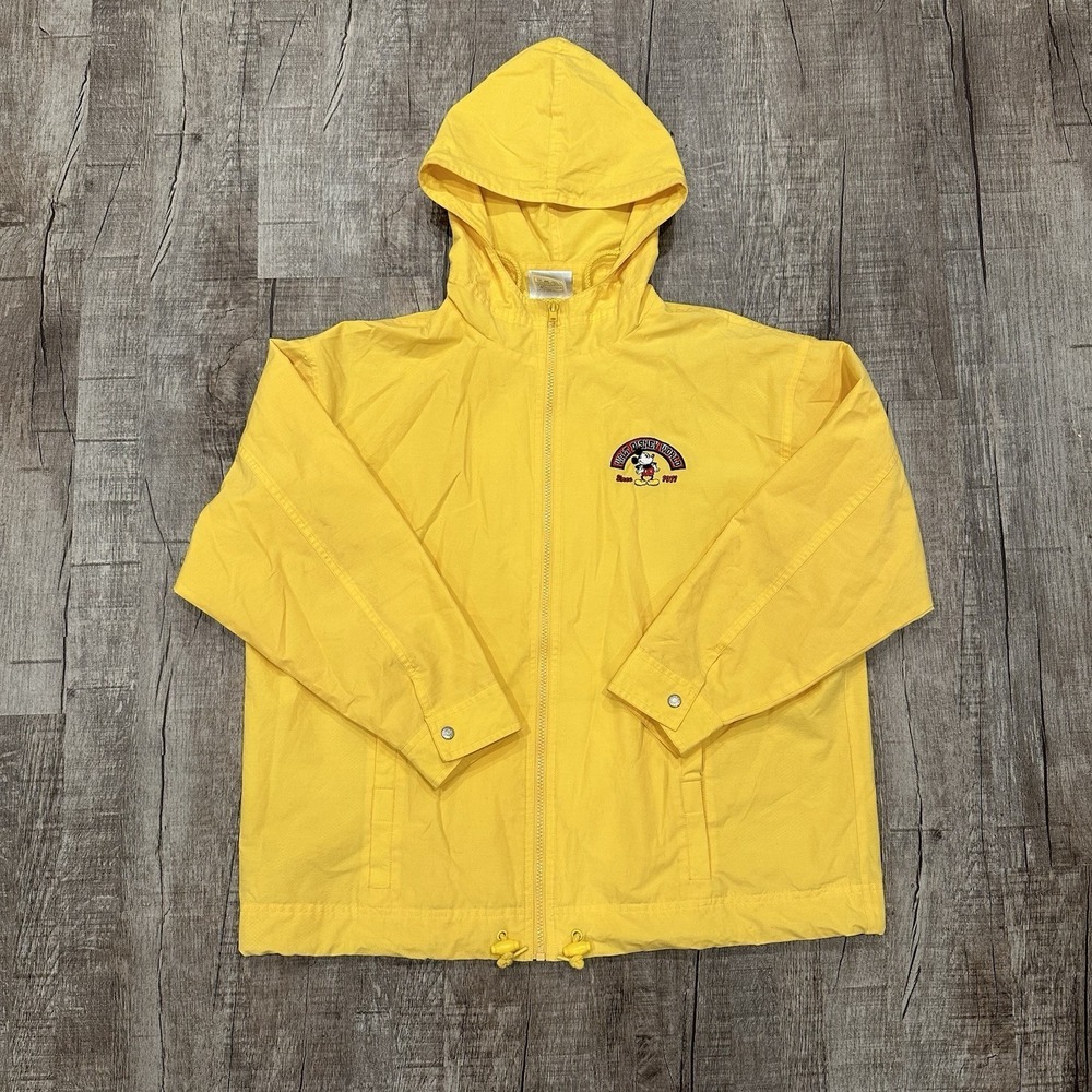 Vintage Walt Disney World Yellow Zip Up Jacket Mickey Mouse Embroidered Sz S Y2K